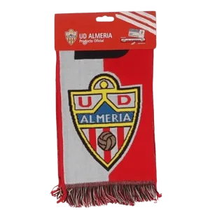 Bufanda oficial del UD Almería - con el texto UD Almería con el escudo oficial del equipo y los colores rojo y blanco