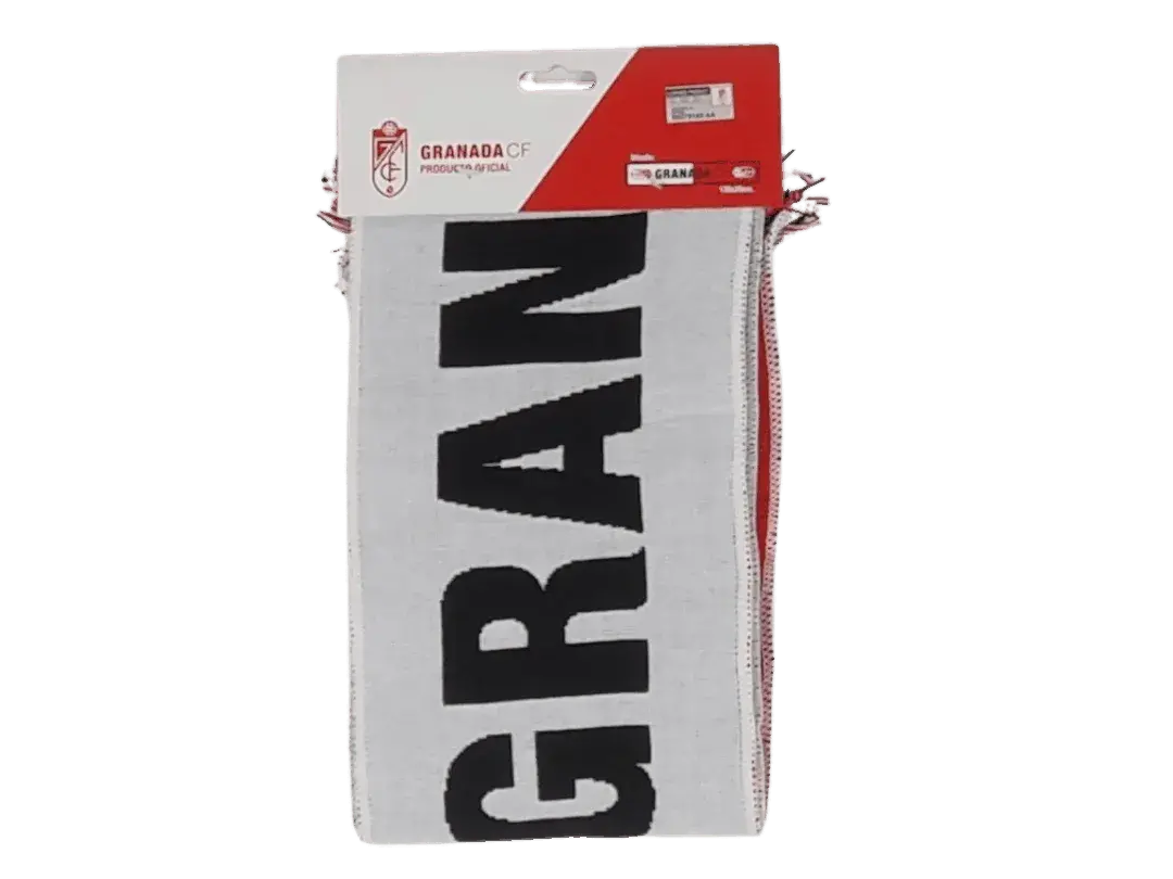 bufanda de fútbol oficial del granada bufanda de fútbol oficial del granada club de fútbol con el texto granada cf en el centro y el escudo en los laterales
