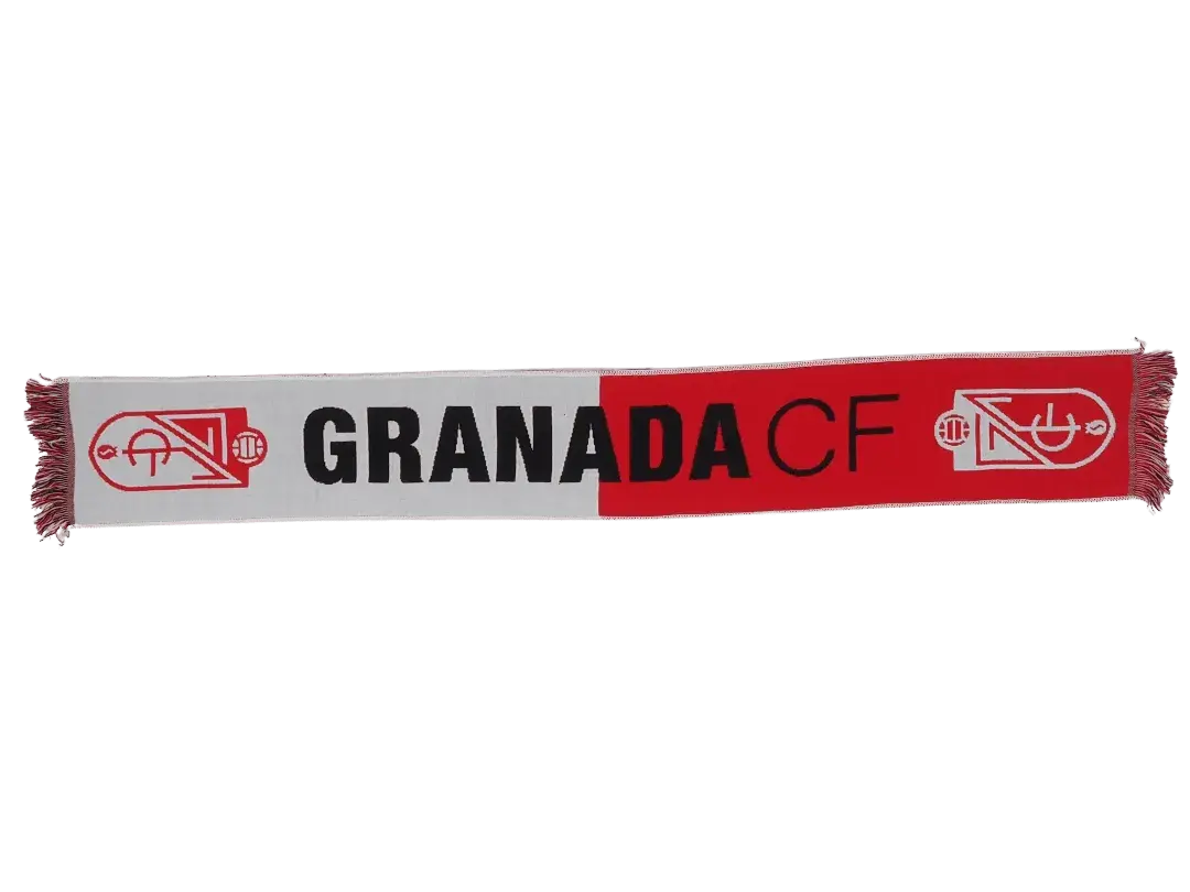 bufanda de fútbol oficial del granada bufanda de fútbol oficial del granada club de fútbol con el texto granada cf en el centro y el escudo en los laterales